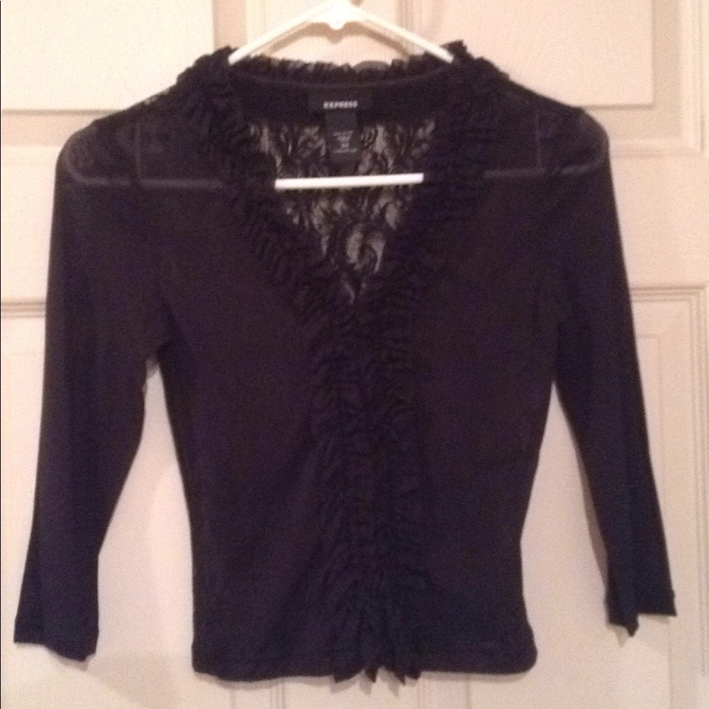 Black 3/4 Length Sleeve Women's Top